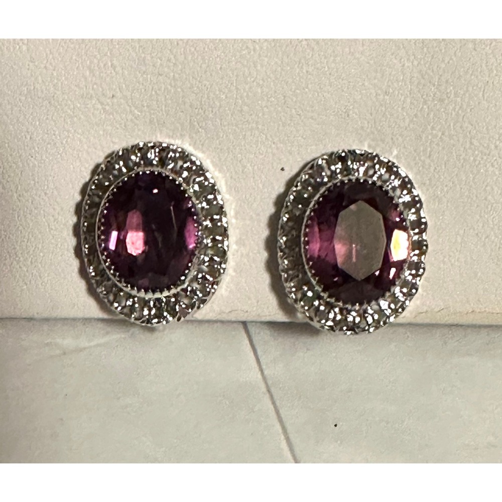 Vintage Danecraft Sterling Silver & Amethyst screw back Earrings